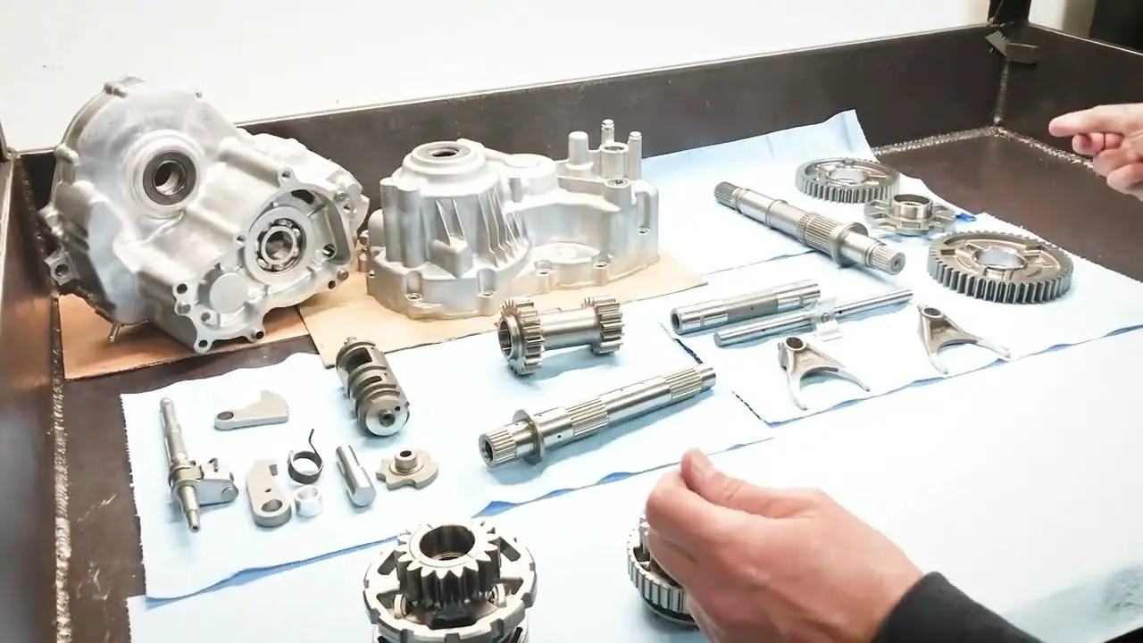 On table, lot of machinery is placed which shows Honda Talon Sub Transmission Gear Reduction solution