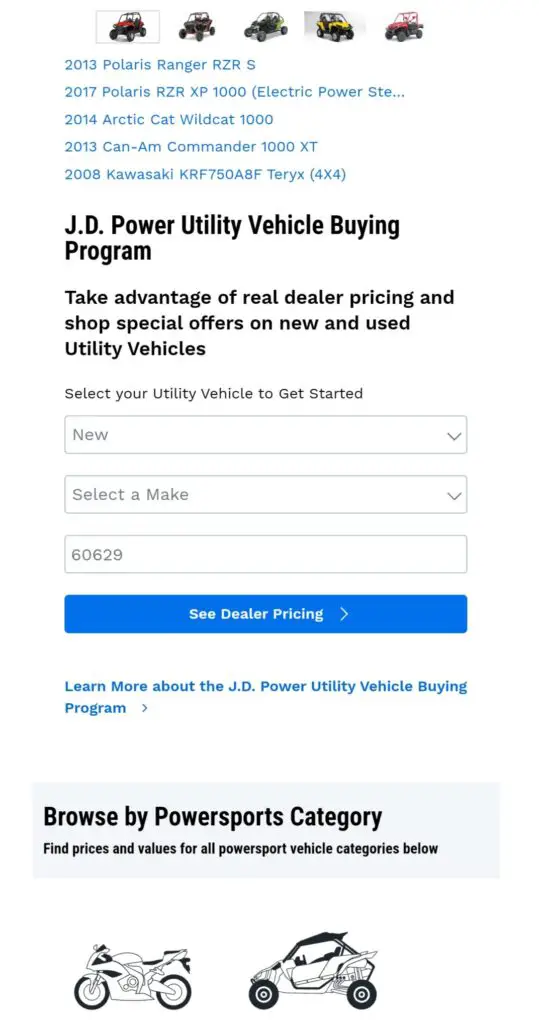 Calculate NADA UTV Value 
