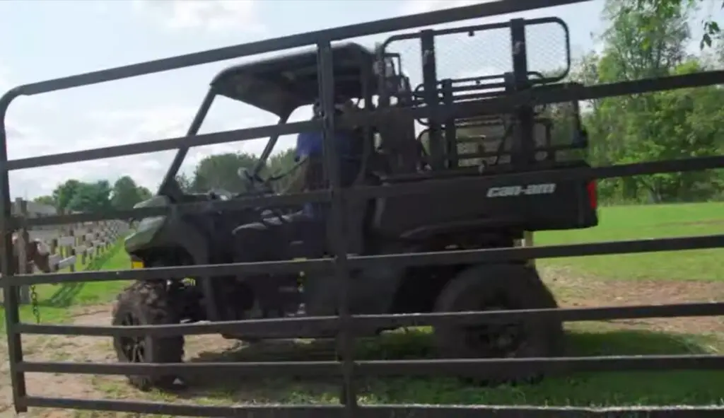 I carried fencing materials across rough terrain, saving time and energy with my Can-Am Defender.