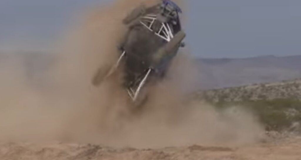 UTV Accident in a desert dusty trail.